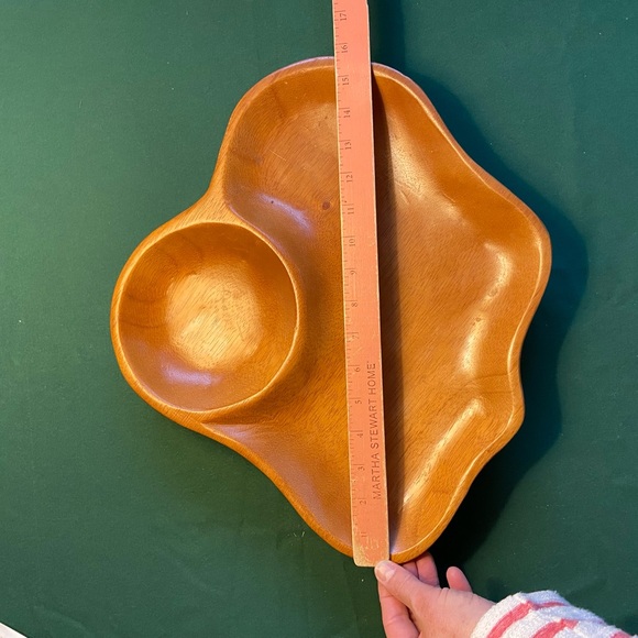 NapaStyle Wooden Tray Divided Vegetable and Dip Serving Tray Honey brown color - Picture 9 of 10